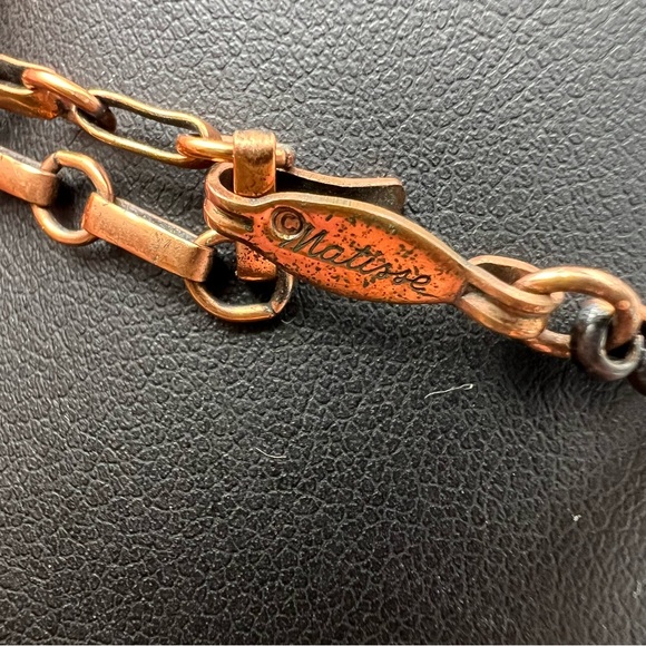 Vintage Renoir Matisse Scalloped Copper Necklace w/ Blue Enamel Accents - Rare - Picture 3 of 10